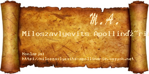 Miloszavlyevits Apollinária névjegykártya